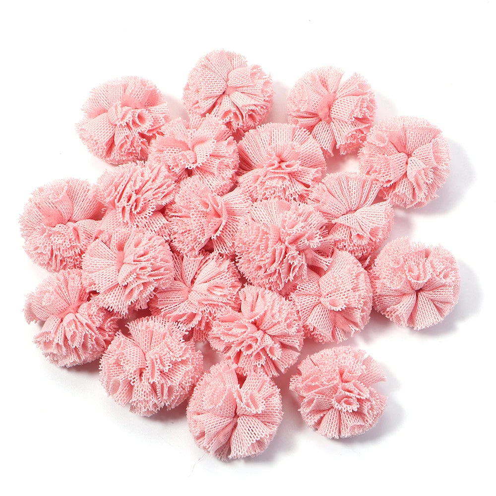 30pcs Tulle Flower Balls for DIY Hair Accessories & Crafts Craft Embellishments PLUSH korea pink
