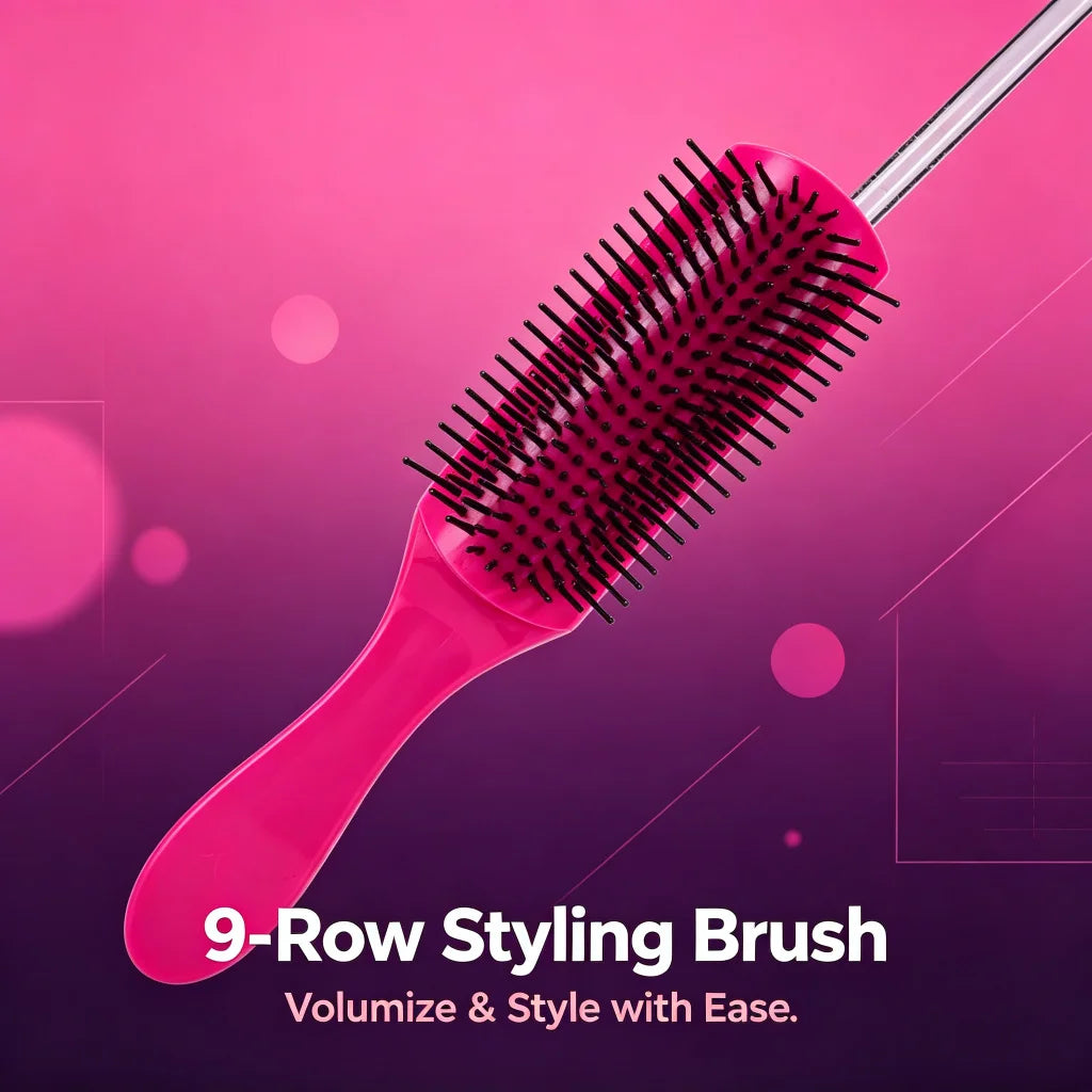 9-Row Dense Bristle Blowout Hair Brush – Root Lift & Volume Hair Styling Brush PLUSH