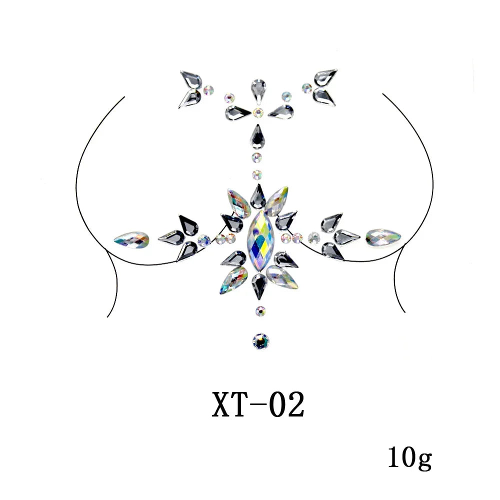 Crystal Rhinestone Body & Face Jewel Stickers – Temporary Tattoo Body Jewel Stickers PLUSH XT-02