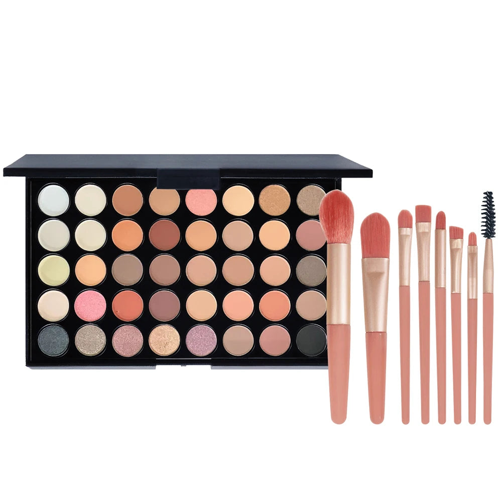 POPFEEL 40-Color Eyeshadow Palette + 8 Brushes – Matte & Shimmer Eyeshadow Palette PLUSH E40-01-TOOL007