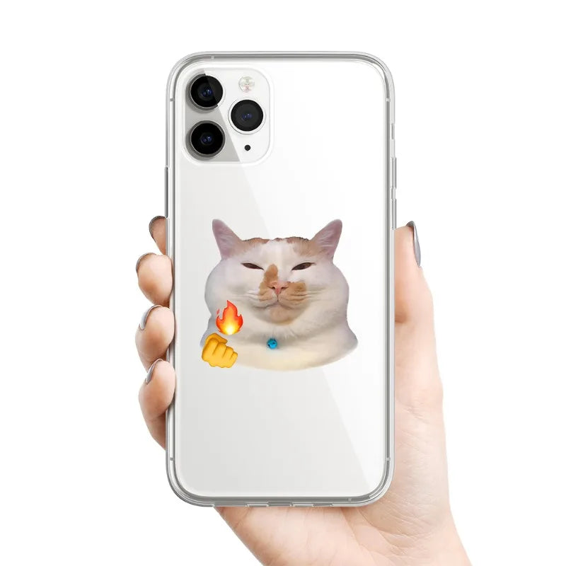 Cute Cartoon Cat Clear iPhone Case – Funny Kitten Cover Clear Phone Case PLUSH