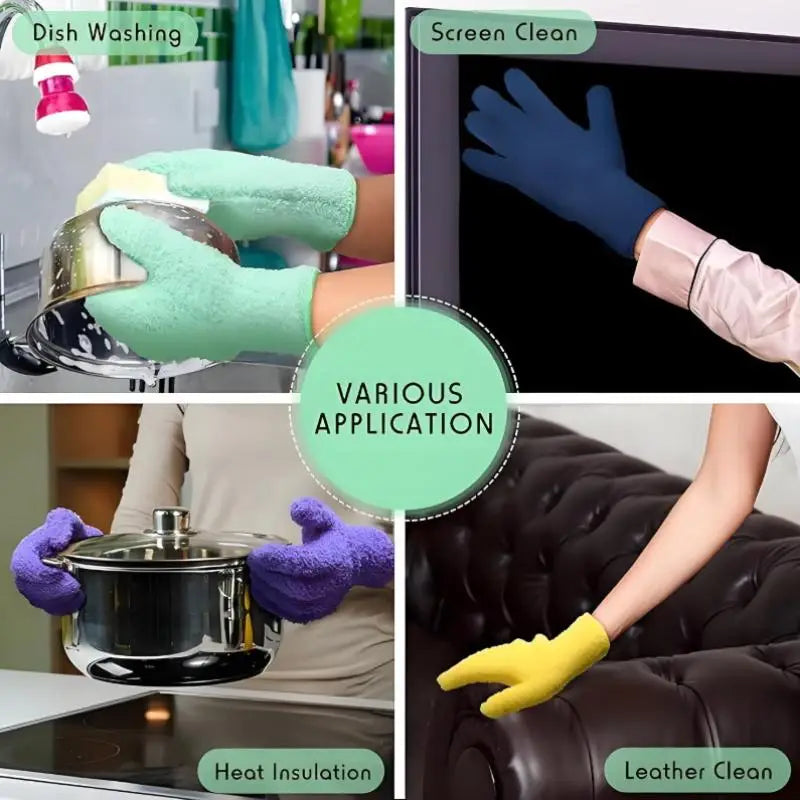 Microfiber Dusting Gloves – Stretchable Lint-Free Cleaning Mitts Microfiber Cleaning Gloves PLUSH