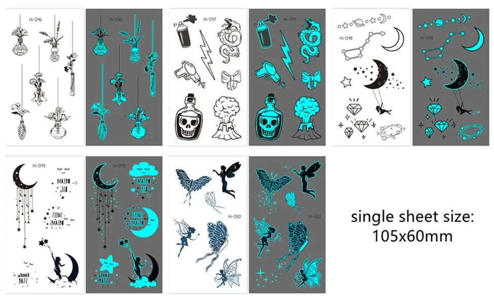 Luminous Butterfly Temporary Tattoo Stickers – Glow Body Art