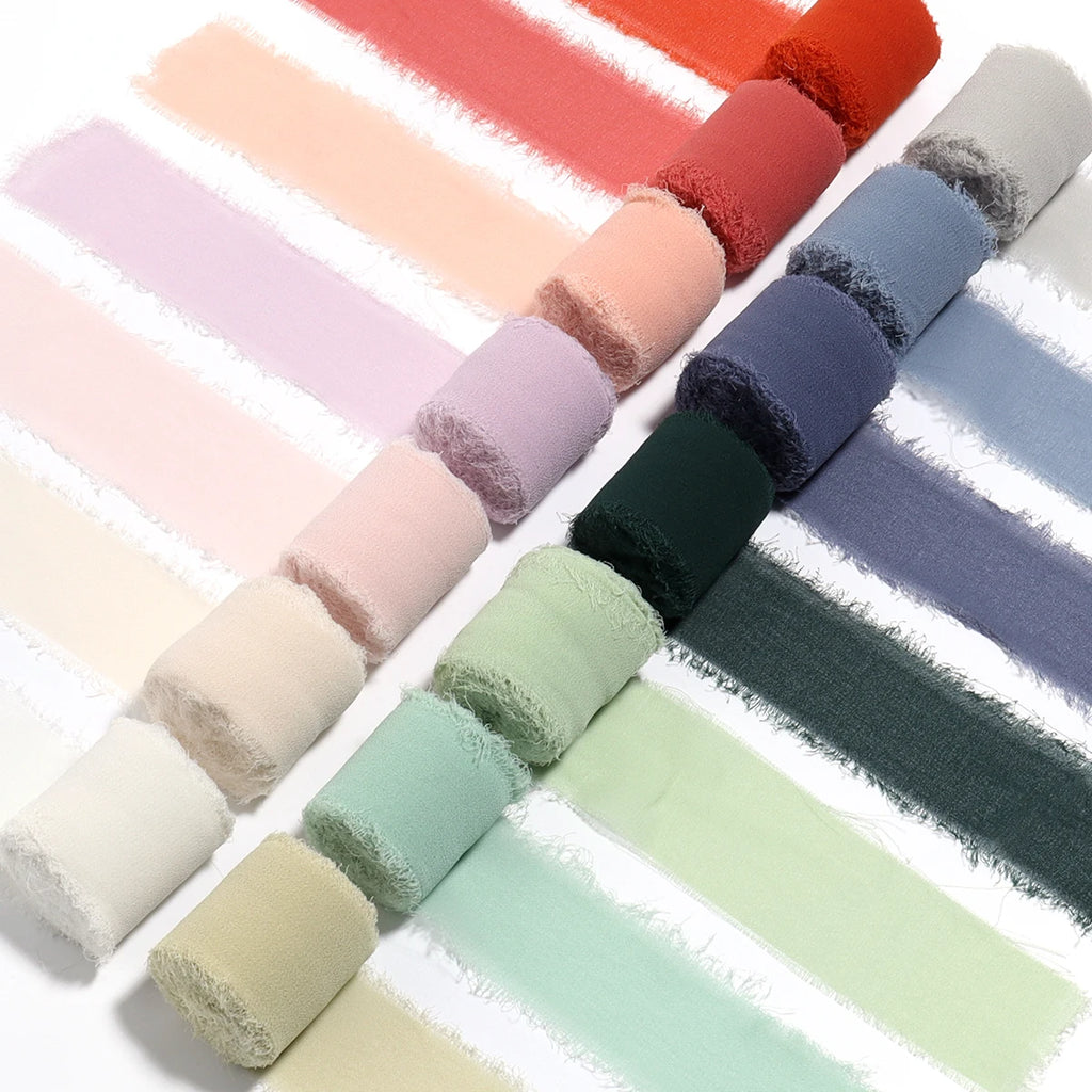 5m Frayed Edge Chiffon Satin Ribbon 4cm – Wedding & Gift DIY Craft Ribbon PLUSH