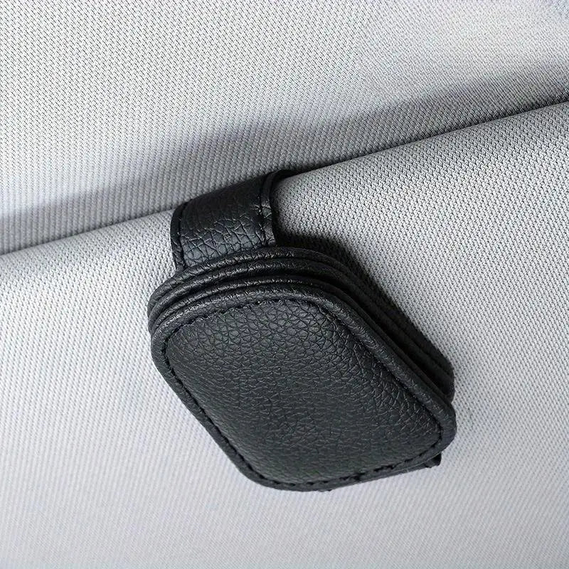 Magnetic Leather Car Sunglasses Holder Visor Clip Hanger Car Visor Organizer PLUSH A2