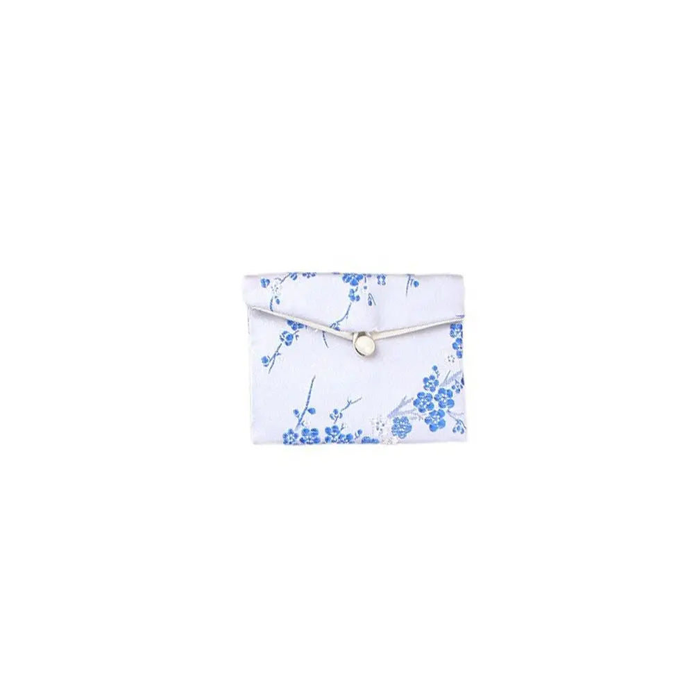 Satin Jewelry Storage Bag with Embroidered Buckle – 3 Sizes Jewelry Storage Bag PLUSH White L