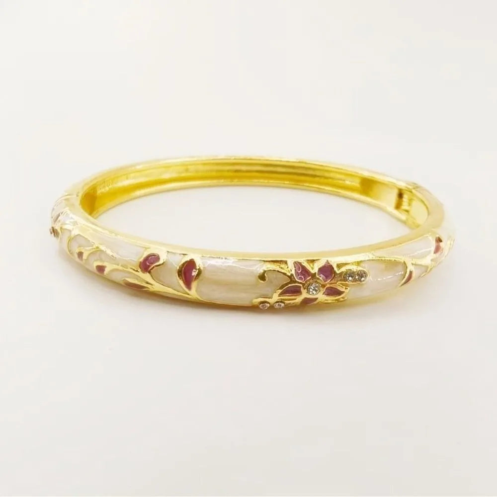 Vintage Cloisonne Enamel Floral Bangle – Ethnic Women's Bracelet Enamel Bangle Bracelet PLUSH Style 9
