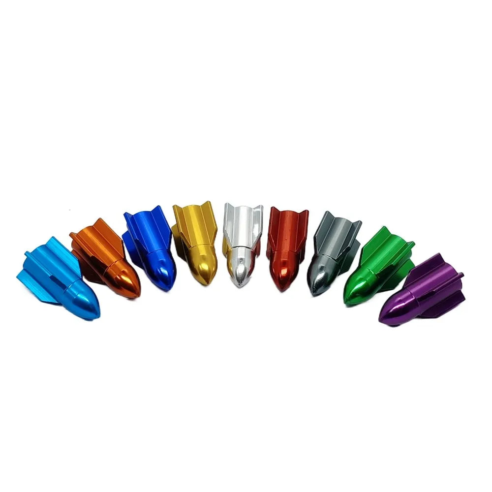 Rocket Shape Aluminum Alloy Tire Valve Caps – Multicolor Tire Valve Caps PLUSH