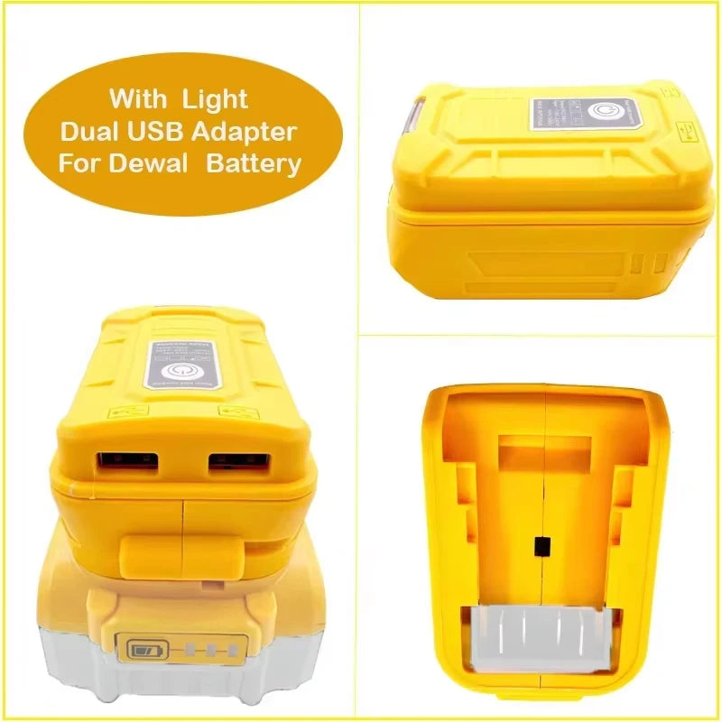 Makita DeWalt 18V Battery USB Adapter with LED Flashlight Battery USB Adapter PLUSH
