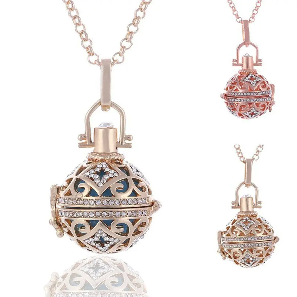Angel Caller Harmony Ball Locket Pendant Necklace – Chime Bell Pendant Necklace PLUSH