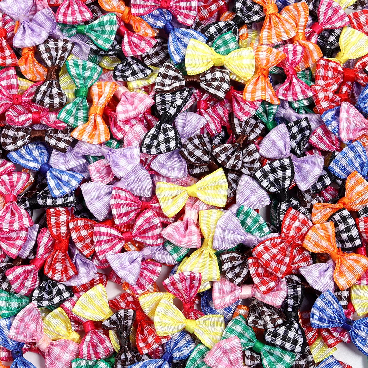 30pcs Plaid Tartan Mini Ribbon Bows – DIY Gift & Hair Decor Ribbon Bow Embellishments PLUSH