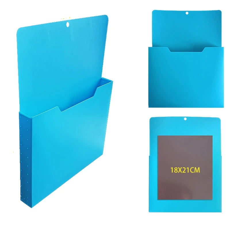 Magnetic Wall Mounted File Box & Document Organizer Rack Wall File Organizer PLUSH Blue