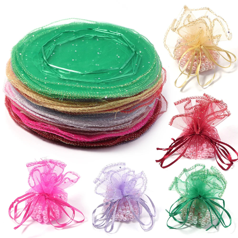 10pcs Round Organza Drawstring Gift Bags – Jewelry Pouches Organza Gift Pouches PLUSH