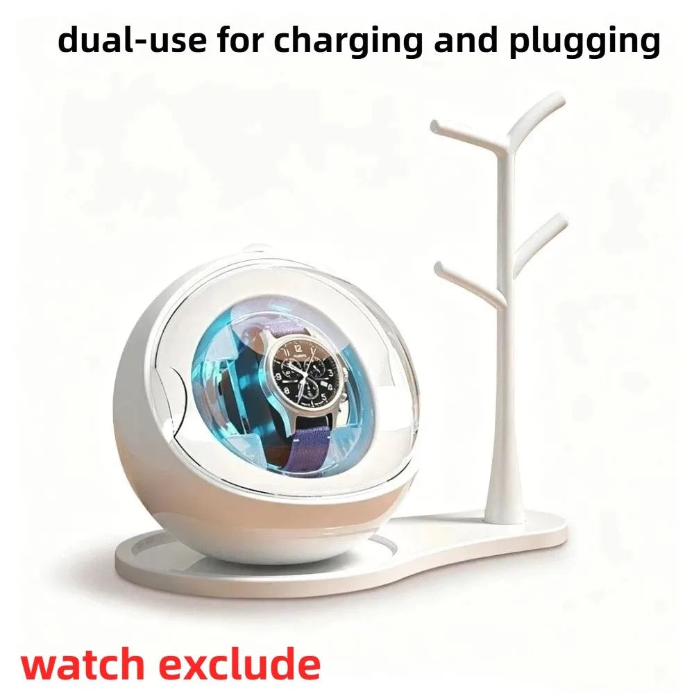 Automatic Watch Winder Silent Motor & 5-Color Ambient Lights Watch Winder Box PLUSH Set Dual Use