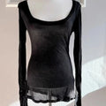Bikini Cover Up Sheer Loose T-Shirt – Oversize Beach Pullover Beach Cover-Up Shirt PLUSH Black M