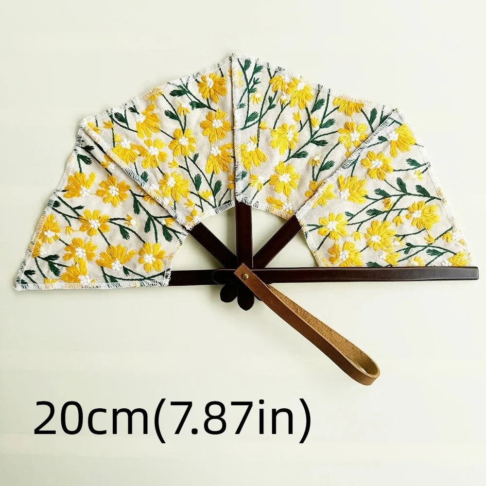 Handmade Embroidered Spanish Folding Fan – Vintage Portable Fan Folding Hand Fan PLUSH Style G