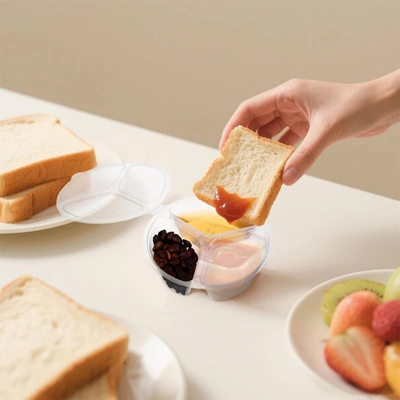 3-Compartment Snack Box with Lid | Clear Portable Food Container Food Storage Container PLUSH