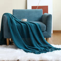 Scandinavian Knit Throw Blanket – 100% Acrylic Sofa Cover Knit Throw Blanket PLUSH blue 127x176CM