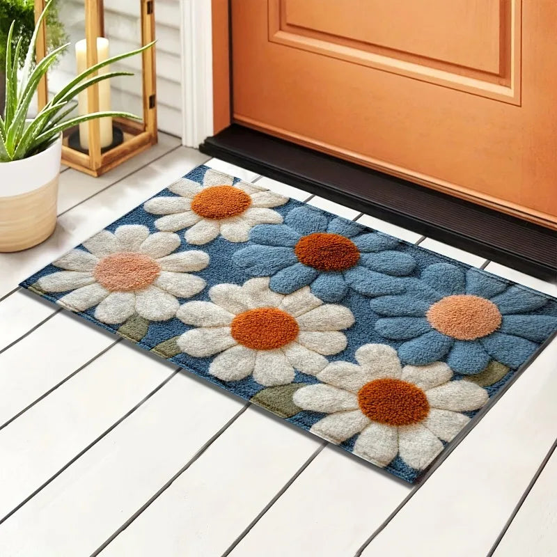 Daisy Bath Mat Non-Slip Machine Washable Rug | Spring Decor Bath Mat Rug PLUSH