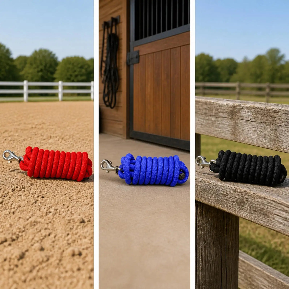 Horse Lead Rope 2.5m Braided Nylon with Alloy Snap Hook Horse Lead Rope PLUSH