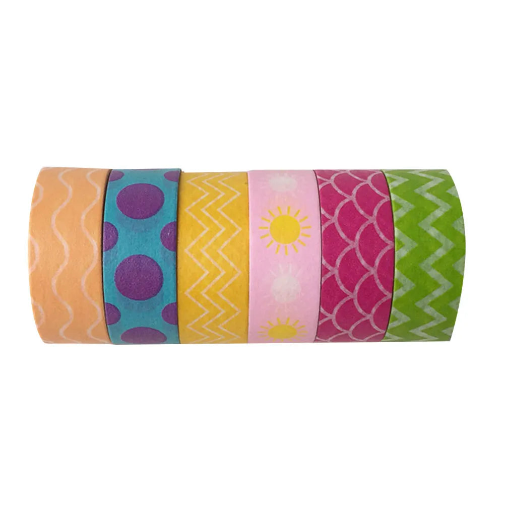 6-Roll Rainbow Washi Tape Set – Residue-Free DIY Craft Tape Decorative Washi Tape PLUSH