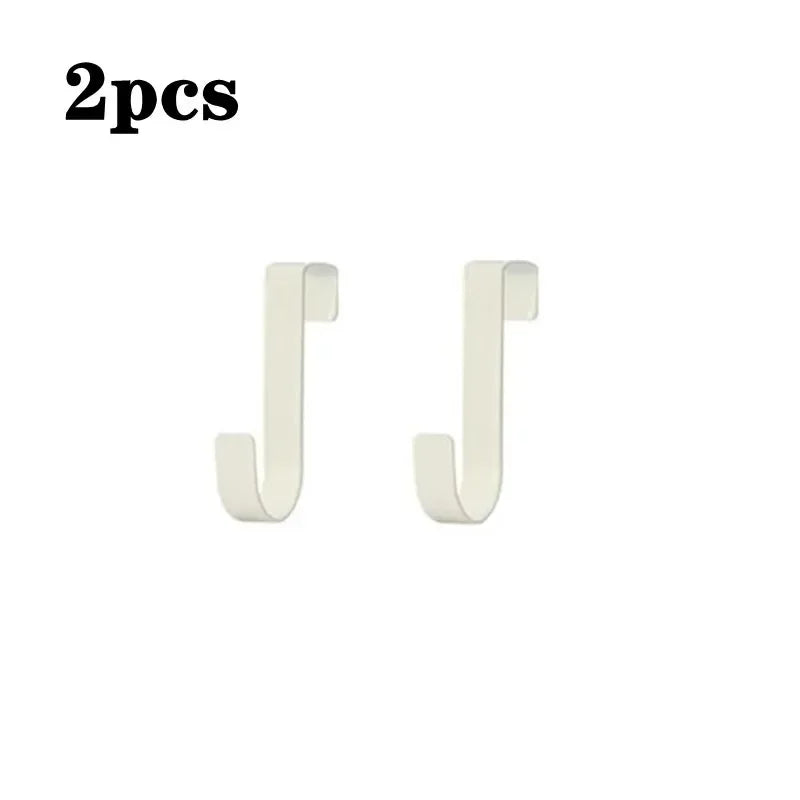Multi-Purpose 4-Hook Cabinet Door Rack – Kitchen & Bathroom Over-Door Hook Rack PLUSH White 2pcs XL