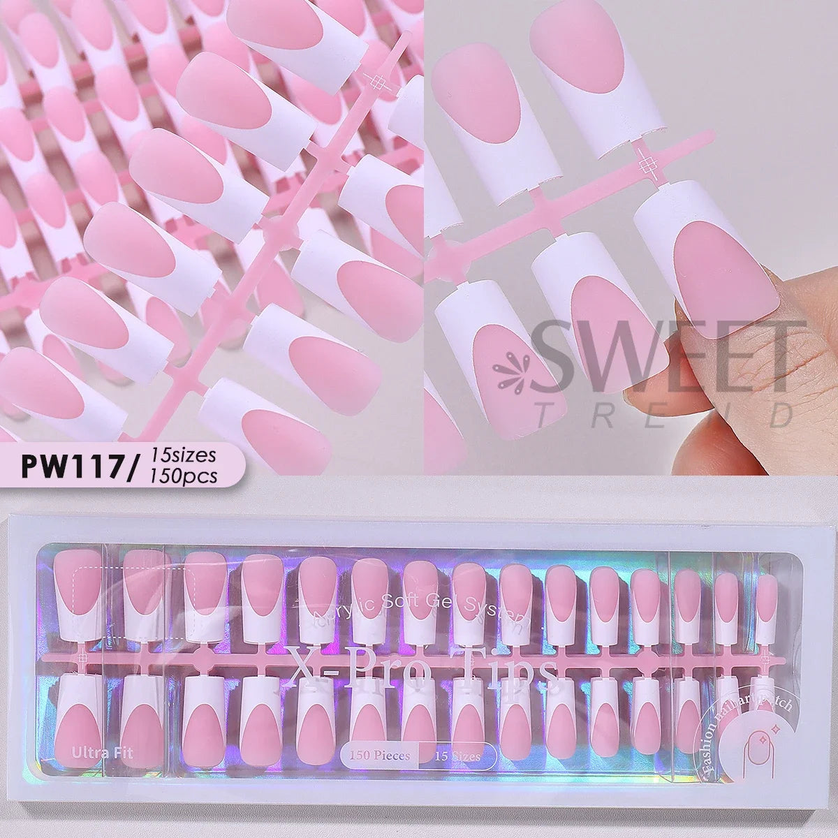 150/160pcs Matte Press On Nails Nude Pink French Tips Press On Nail Tips PLUSH PW117