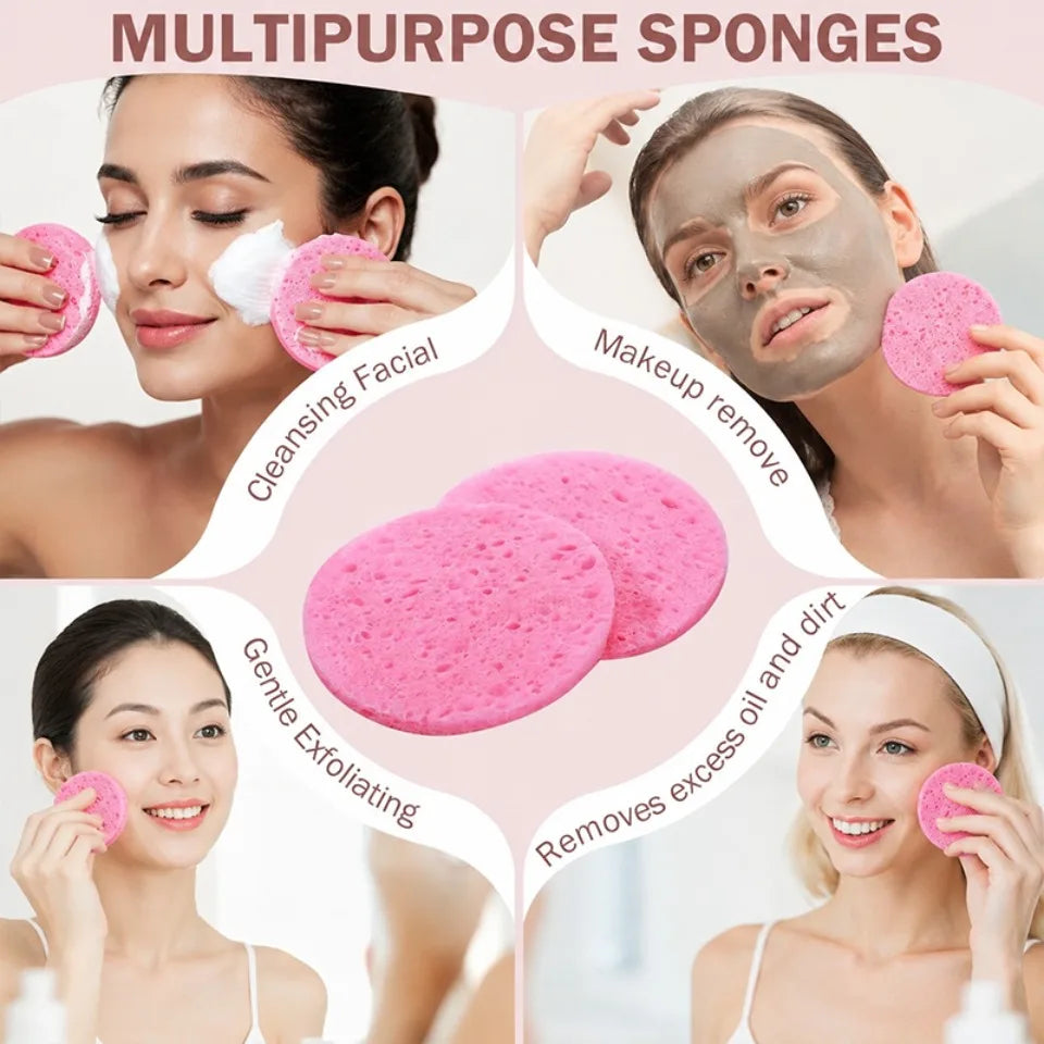 Reusable Round Facial Cleansing Sponges 10/20pcs – Pink Facial Cleansing Sponges PLUSH
