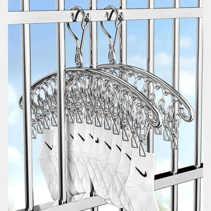Stainless Steel Clothes Drying Hanger – 10/20 Windproof Pegs Laundry Drying Hanger PLUSH