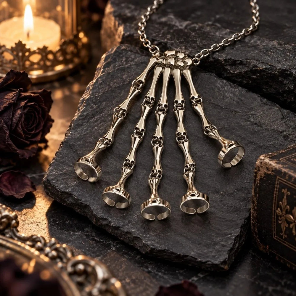 Gothic Skeleton Claw Five-Finger Bracelet – Adjustable Metal Gothic Claw Bracelet PLUSH