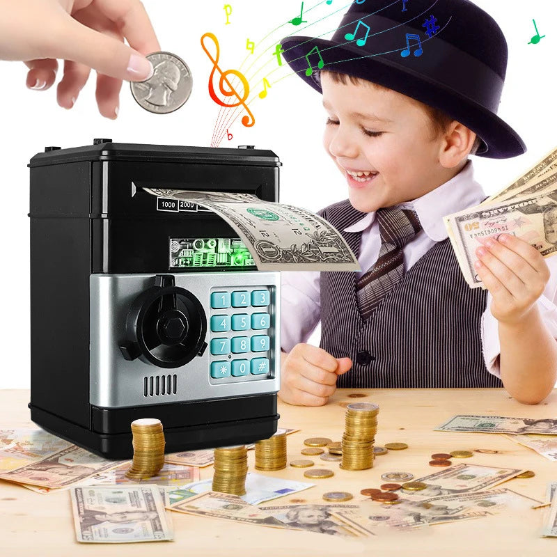 Kids ATM Piggy Bank – Password Lock Automatic Coin Money Safe Kids Coin Bank PLUSH