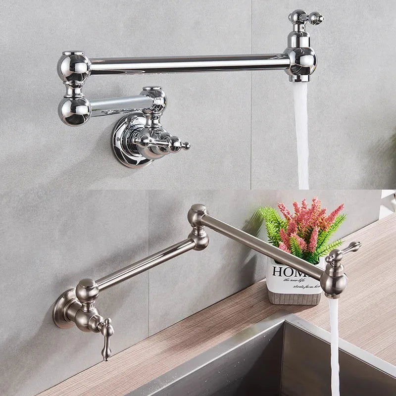 Wall Mount Brass Kitchen Faucet Chrome 360° Swivel | ELLEN Kitchen Faucet PLUSH