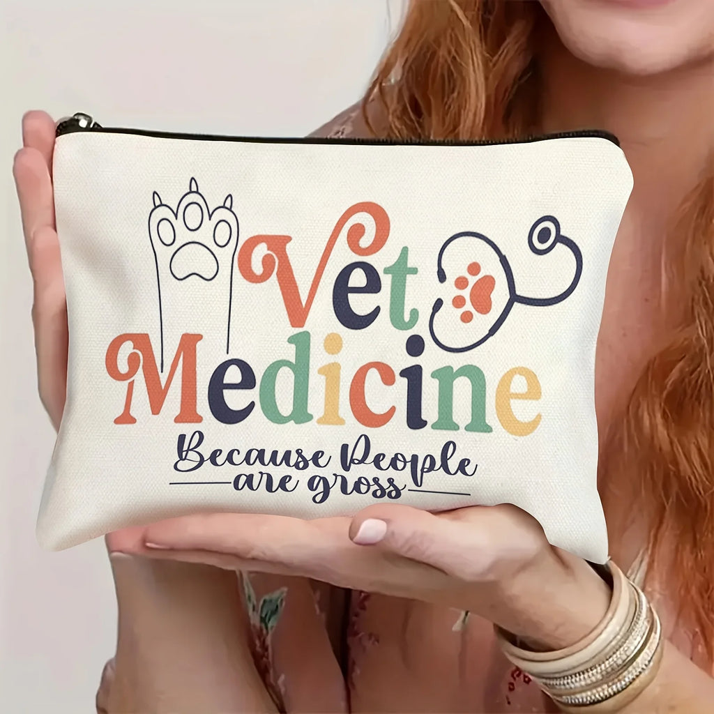 Veterinary Themed Makeup Bag – Cute Zipper Travel Pouch Zipper Cosmetic Bag PLUSH