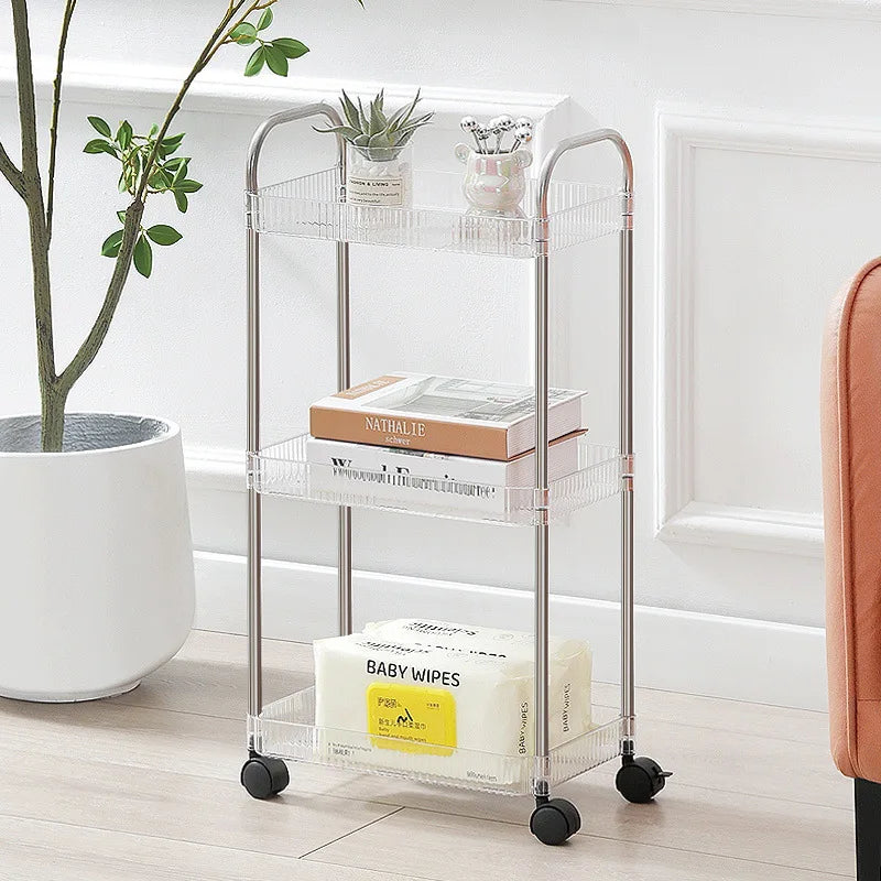 Transparent Multi-Layer Storage Cart Rack – Bathroom & Bedroom Storage Cart Rack PLUSH