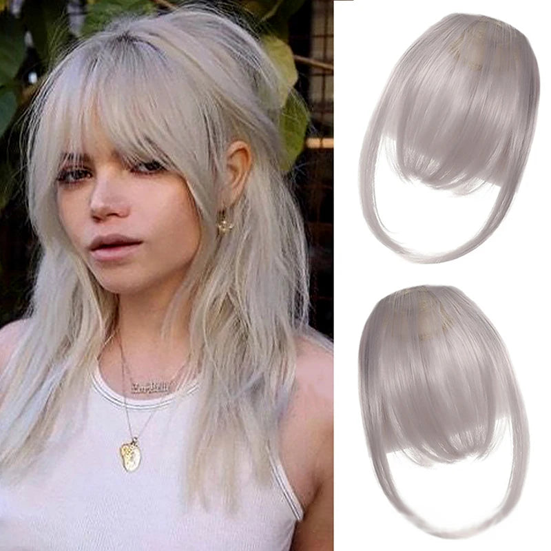 Clip-In Synthetic Air Bangs & Sideburns Hairpiece Black Brown Clip-In Hair Bangs PLUSH 15