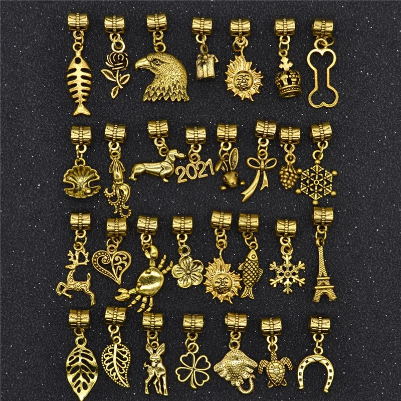 30pcs Dreadlock Braid Beads – Mixed Charm Hair Rings Set Hair Braid Beads PLUSH 30pcs NO.8