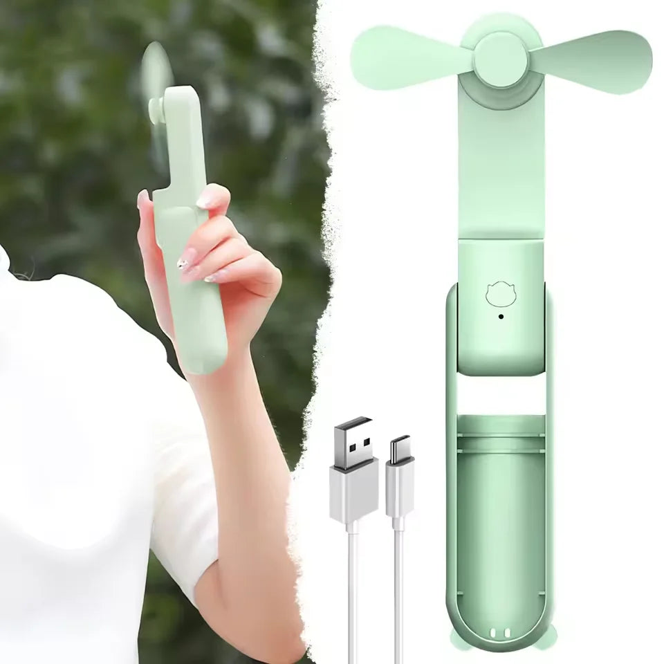 Portable USB Rechargeable Foldable Mini Handheld Fan – 3 Speeds Handheld Mini Fan PLUSH