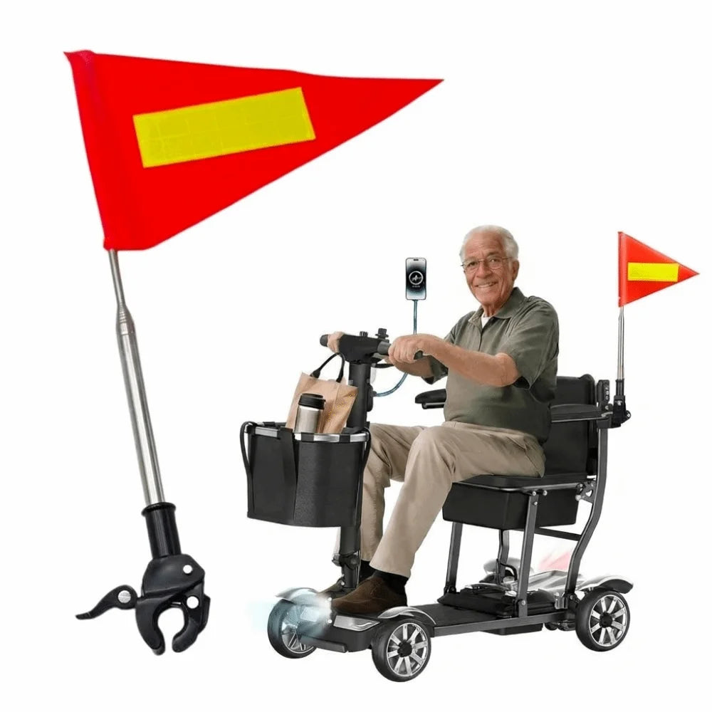 Clamp-On Telescopic Flagpole & Reflective Safety Warning Flag Safety Warning Flag PLUSH