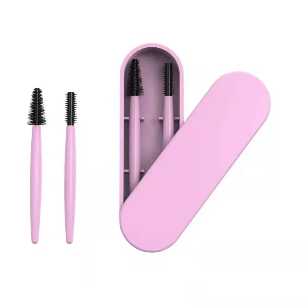 Reusable Silicone Eyelash & Eyebrow Brush Set + Storage Box Eyelash Brush Set PLUSH Purple