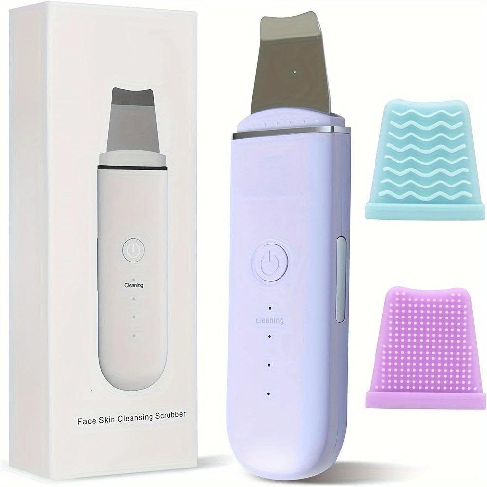 Ultrasonic Skin Scrubber Face Spatula | Blackhead Remover Tool Facial Skin Care Tool PLUSH PURPLE