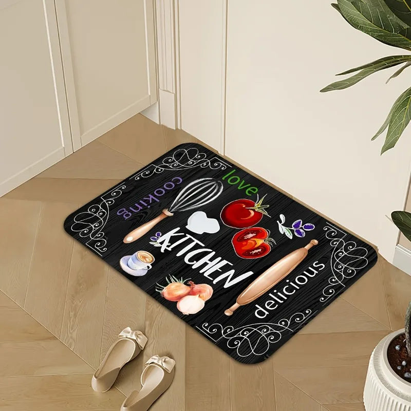 3-Piece Non-Slip Kitchen Mat Set – Knife & Fork Print Kitchen Mat Set PLUSH