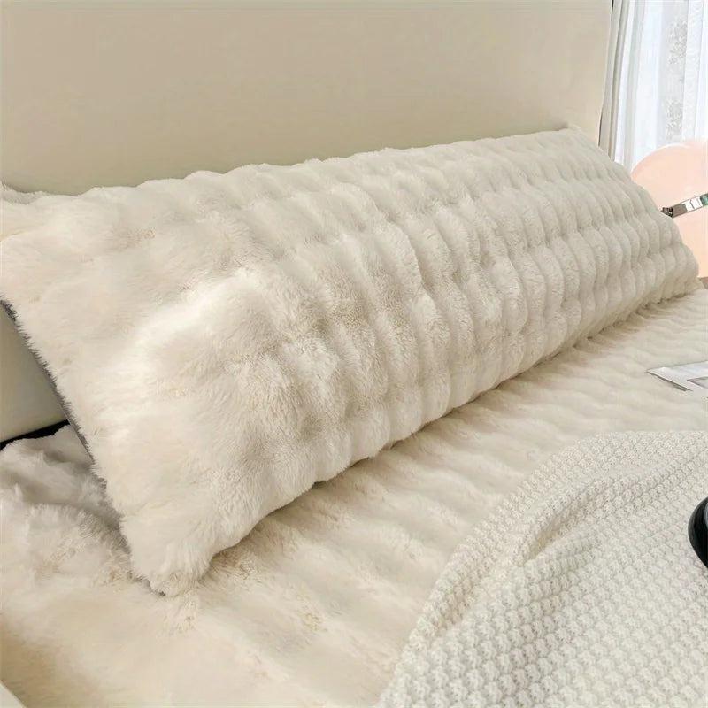 Plush Coral Fleece Pillowcase | Soft Envelope Closure Cover Plush Pillowcase PLUSH White 48x150cm