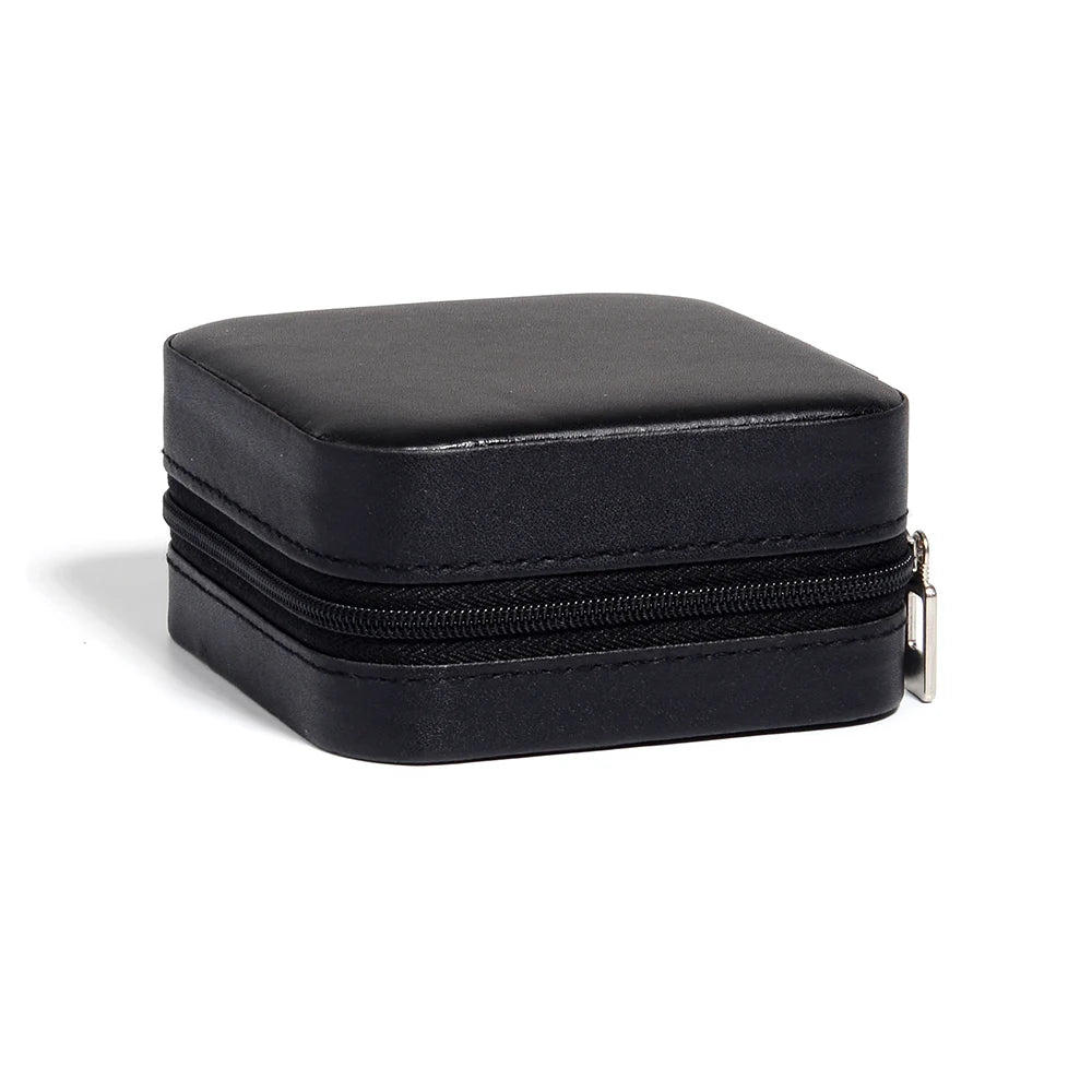 Square PU Leather Zipper Jewelry Box – Travel Organizer Pouch Jewelry Storage Box PLUSH black 10x10mm