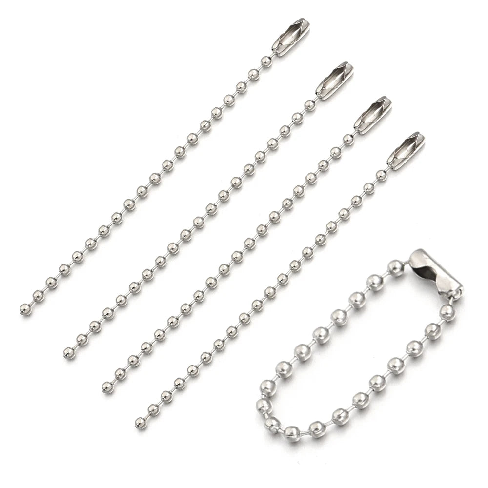 100pcs Rhodium Ball Bead Chains – Keychain & Jewelry Making Jewelry Chain Findings PLUSH 2.4mm x 8cm