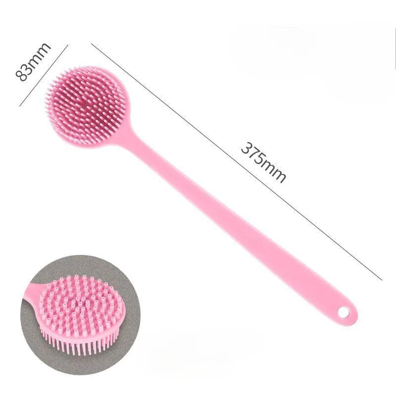 Silicone Back Scrubber Brush – Long Handle, Double-Sided Body Scrubber Brush PLUSH Pink Silica Gel