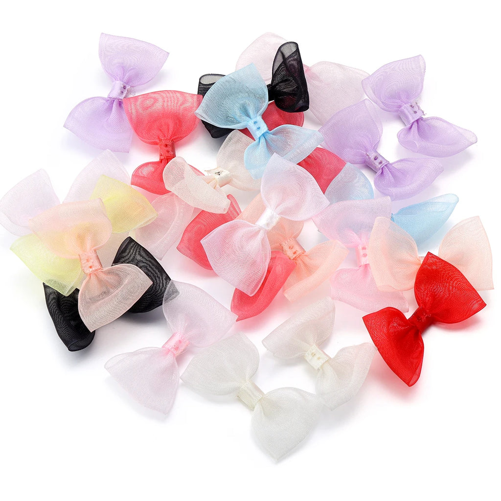 20pcs Satin Ribbon Bows 2.5x5cm Multicolor – Craft & Gift Decor Ribbon Bows PLUSH Mixed 2.5cmx5cm
