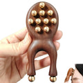 Sandalwood Y-Shaped Facial Roller – 12 Brass Beads Guasha Tool Facial Massage Roller PLUSH Brown