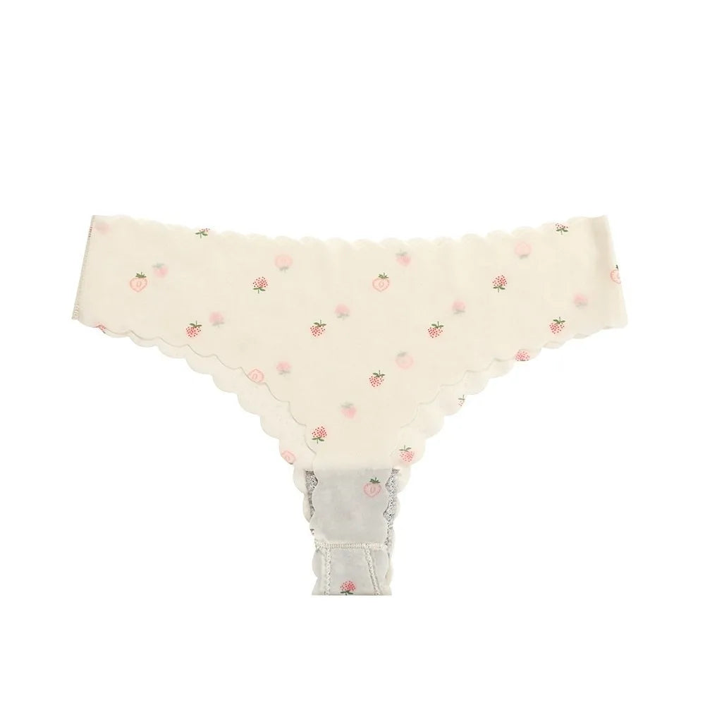 Women's Breathable Ice Silk Low-Rise Thong Panties | Traceless Women's Thong Panties PLUSH Beige L 1pc-1pc-