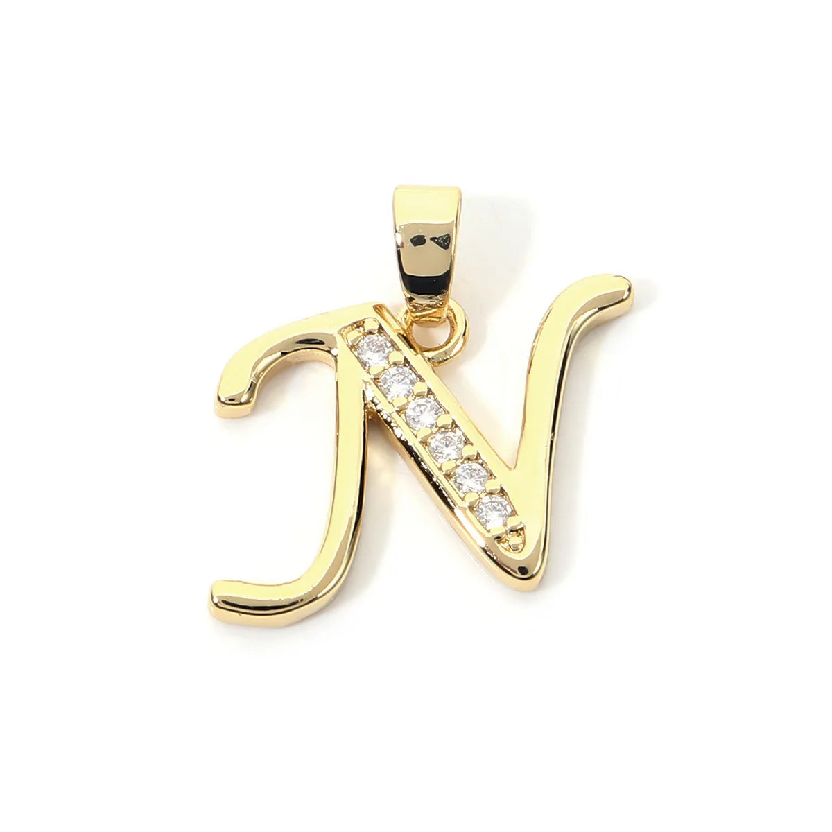 Metal A-Z Zircon Initial Letter Charm Pendant – DIY Jewelry Initial Letter Charm PLUSH N 16X15mm