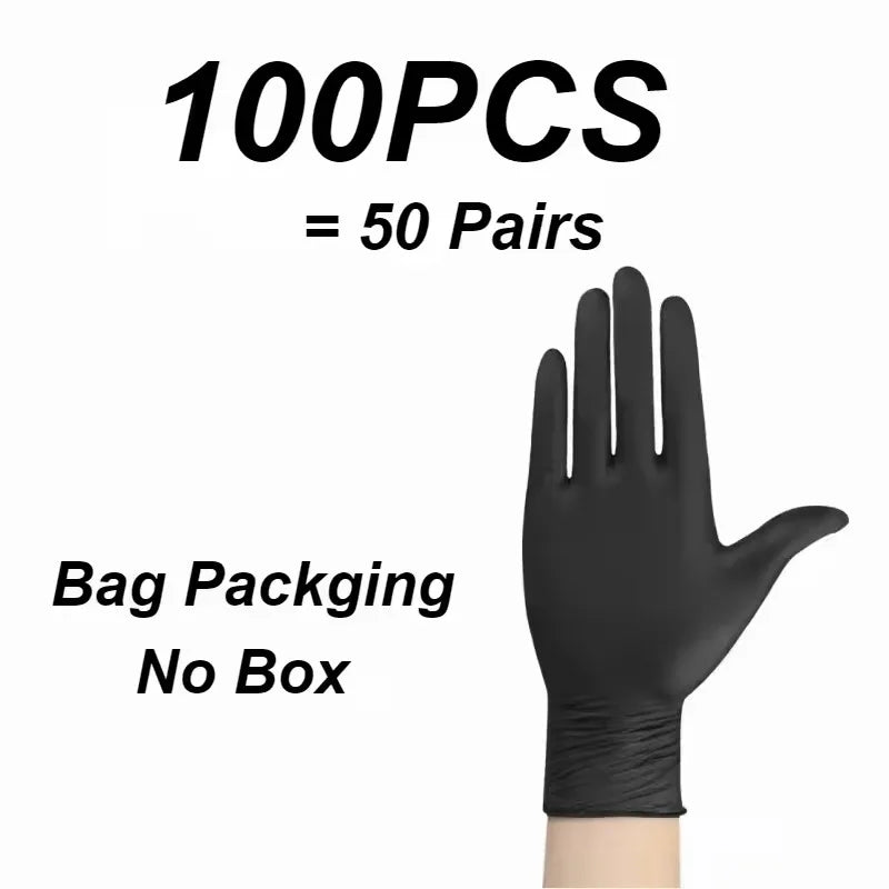 Disposable Nitrile Gloves 50/100pcs – Black White Blue S-XL Disposable Nitrile Gloves PLUSH Black-100PCS M
